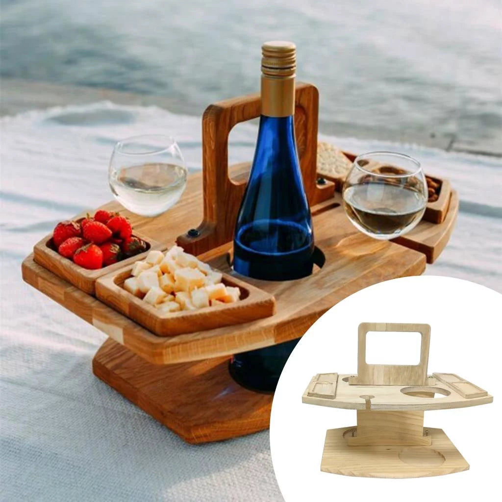 Portable Outdoor Picnic Table with Glass Holder Q814