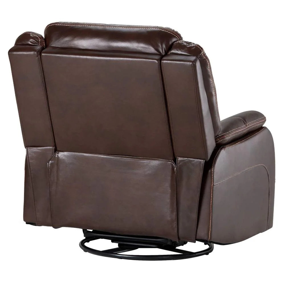 Brown Faux Leather Reclining Swivel Chair J295734