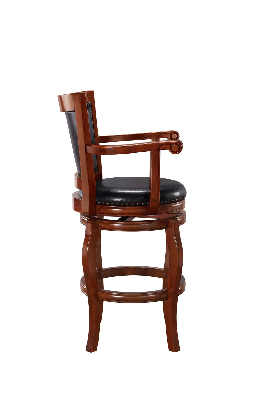 Black Cherry Wood Swivel Bar Stool with Arms V1251