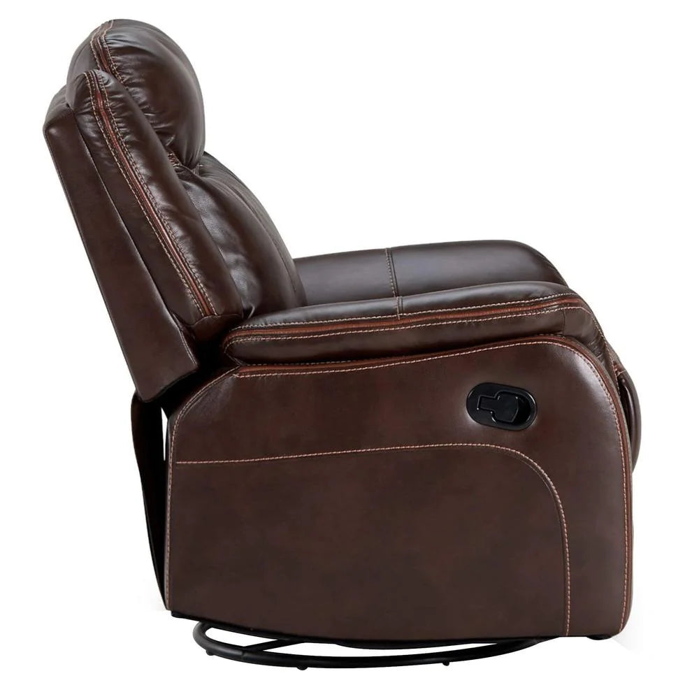 Brown Faux Leather Reclining Swivel Chair J295734