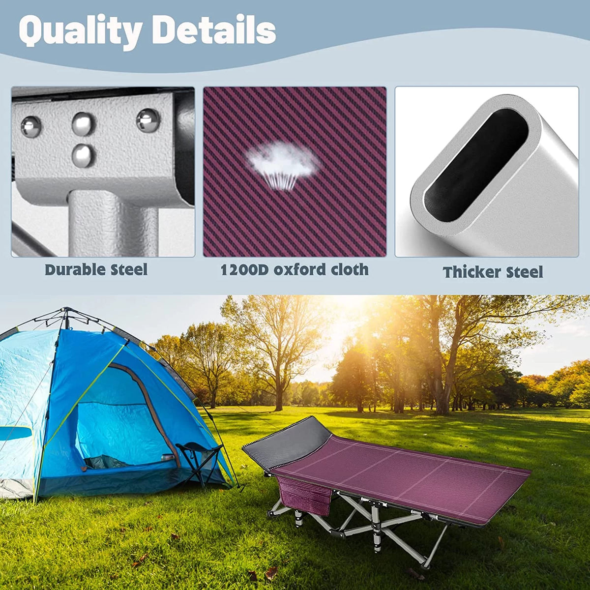 Camping Cot with Detachable Mattress and Carry Bag T919