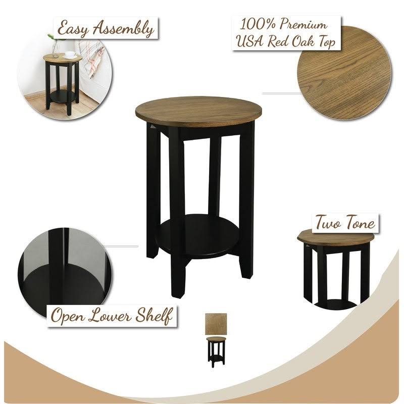 Round End Table with Solid Red Oak Top T802