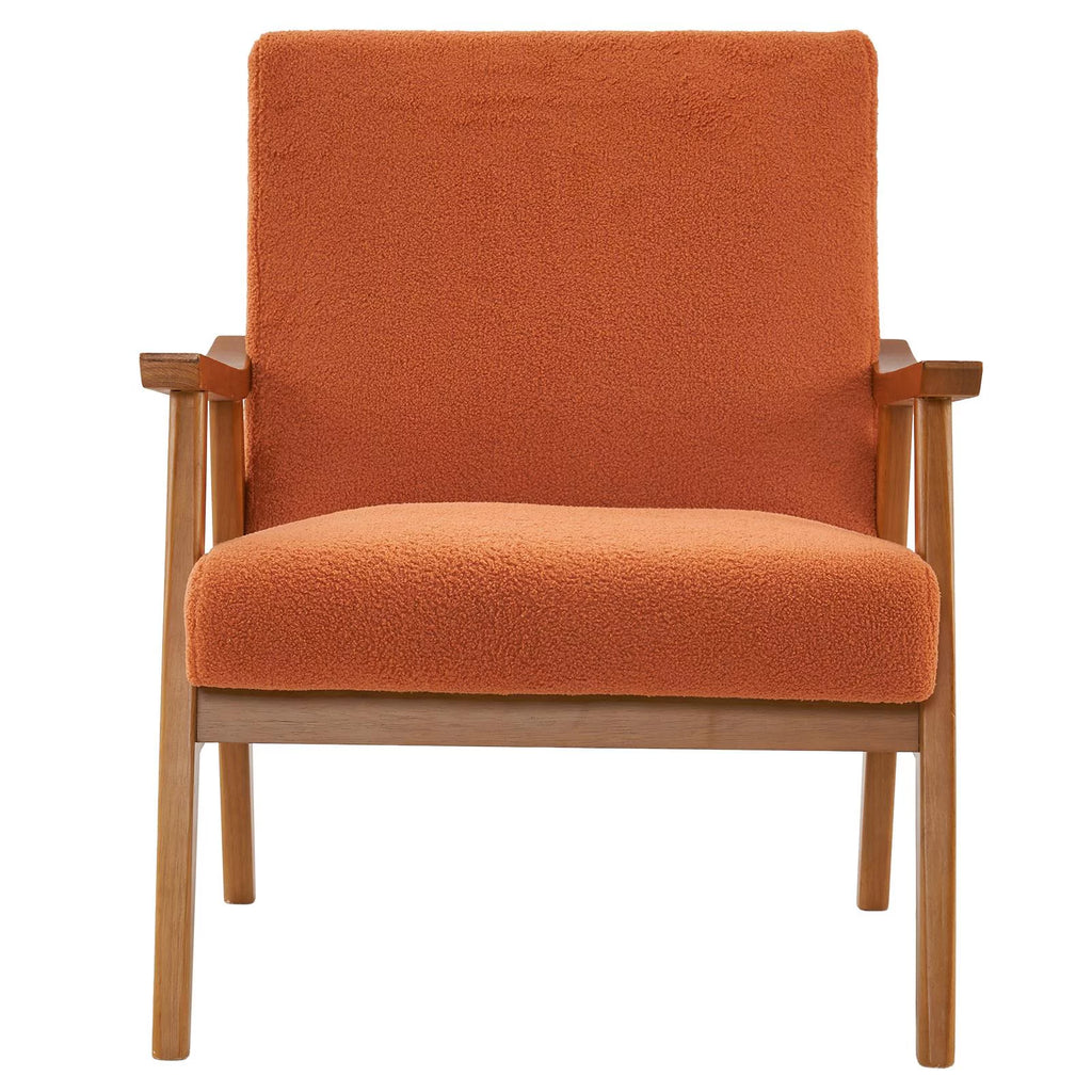 Beige Velvet Arm Chair with Wood Frame T61971