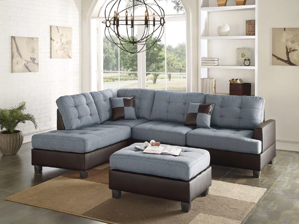3pc Faux Leather Sectional Sofa Set Z83294