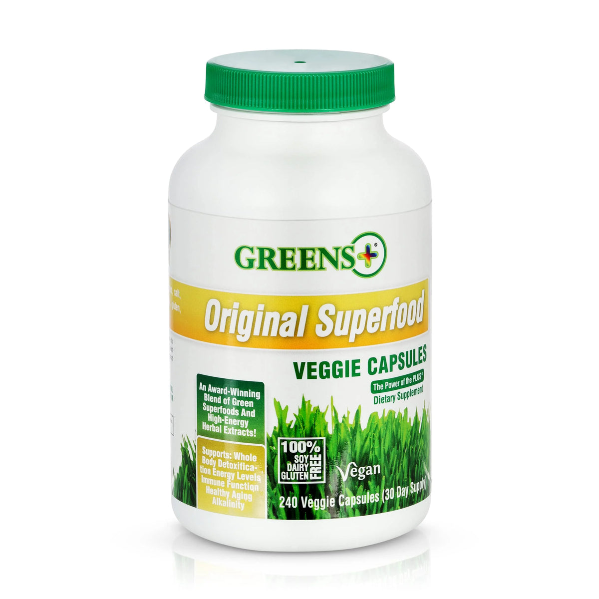 Organic Super Greens Veggie Capsules with Chlorella, Spirulina, Alfalfa & Wheat Grass, 240 caps C3996