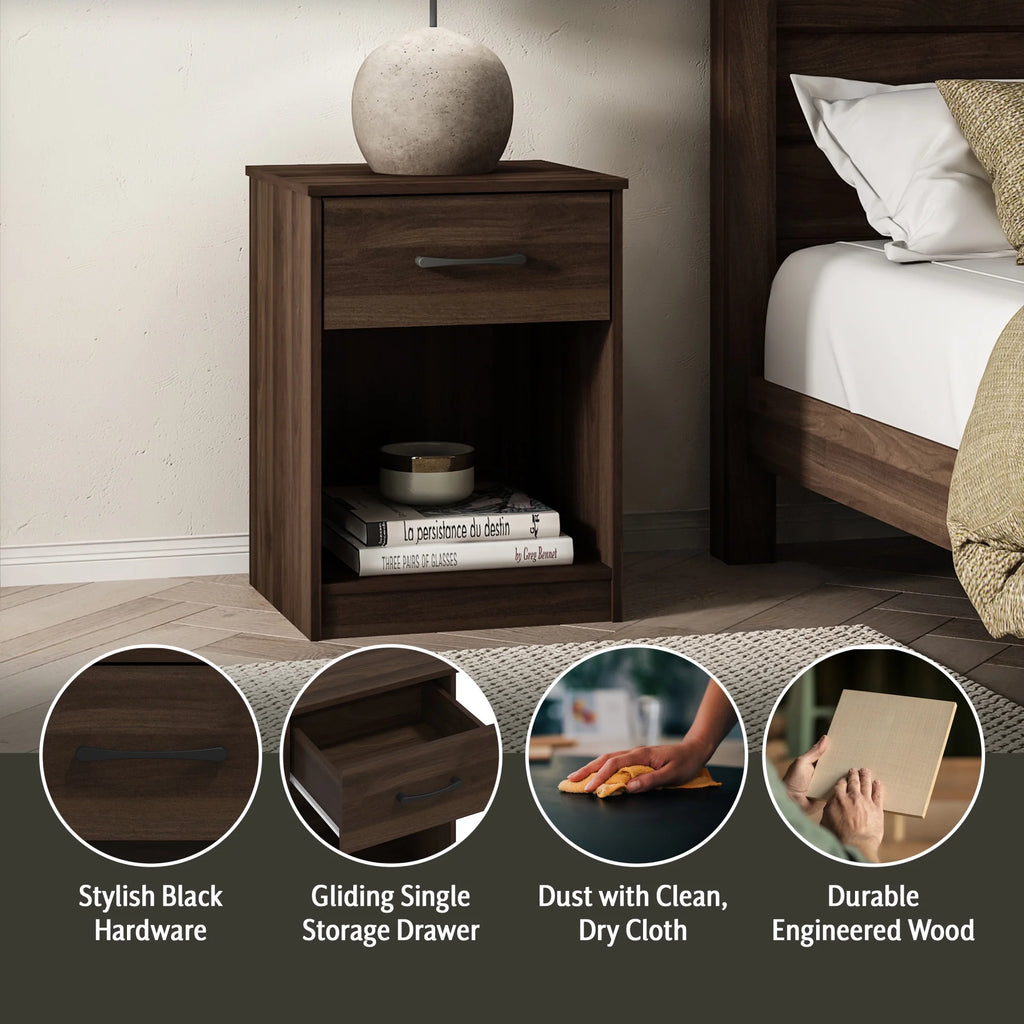 White 1 Drawer Nightstand Q712191