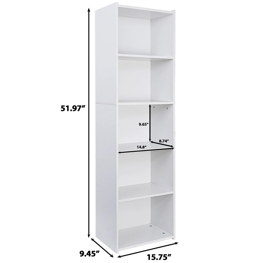 5-Tier Narrow Bookshelf with Adjustable Shelves F821755