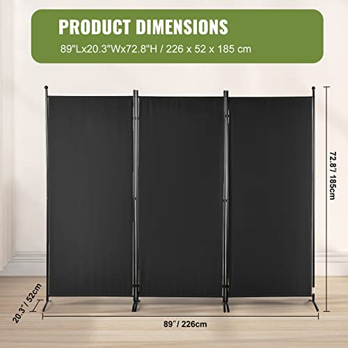 6.1 ft 3-Panel Fabric Room Divider F197331