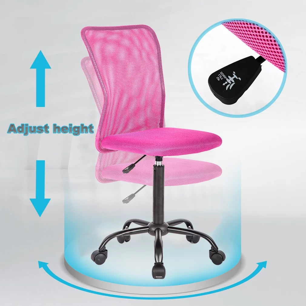 Pink Mesh Ergonomic Office Chair No Arms Y82010