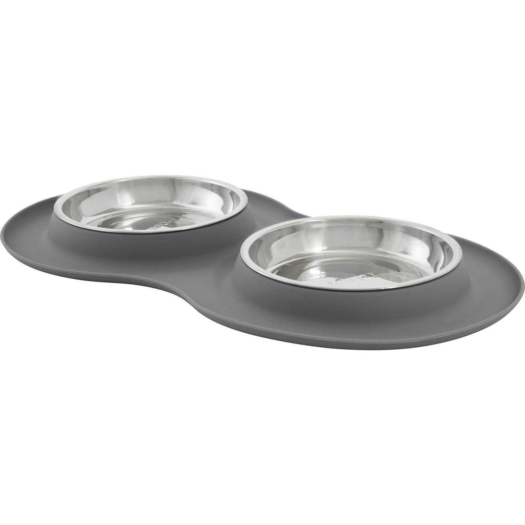 Double Stainless Steel Pet Bowl with Silicone Mat F226335