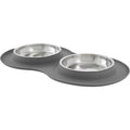 Double Stainless Steel Pet Bowl with Silicone Mat F226335