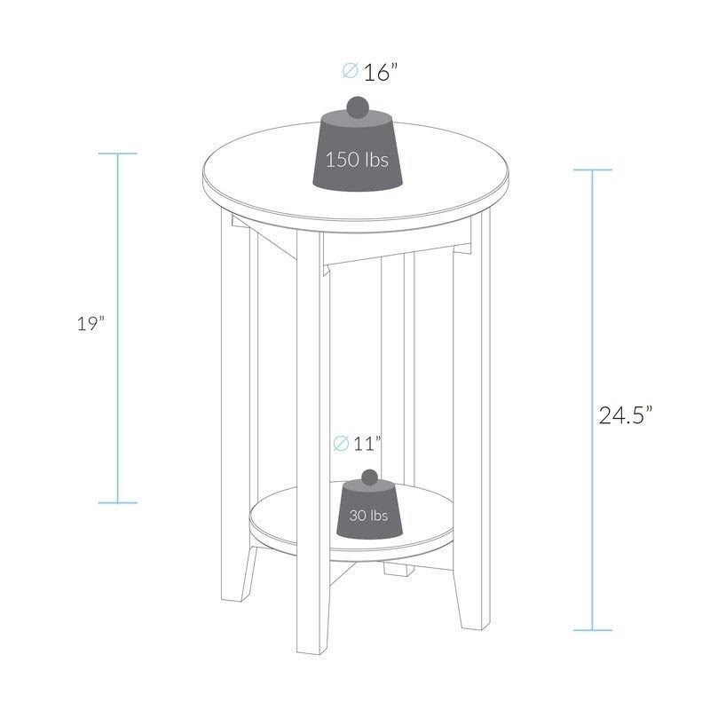 Round End Table with Solid Red Oak Top T802