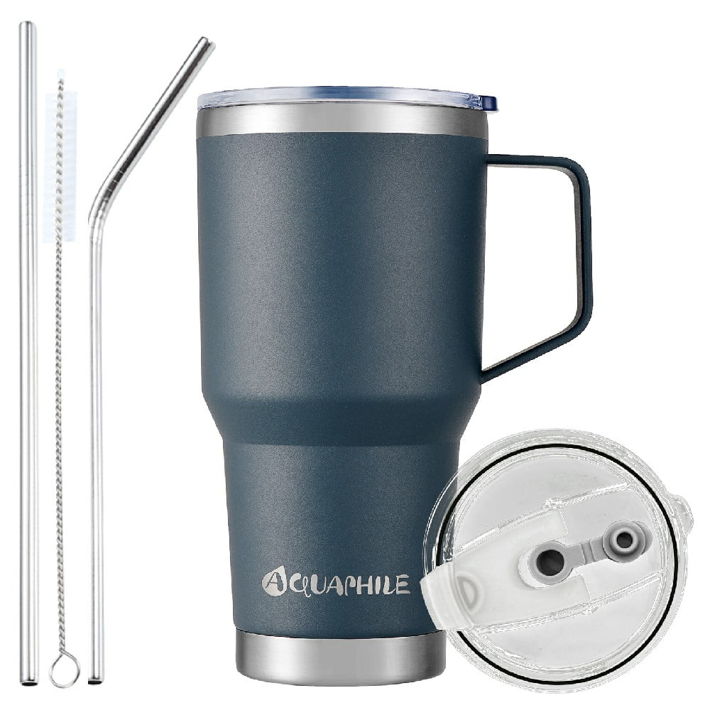30oz Light Blue Stainless Steel Insulated Coffee Mug with Handle Q1283