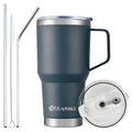 30oz Light Blue Stainless Steel Insulated Coffee Mug with Handle Q1283