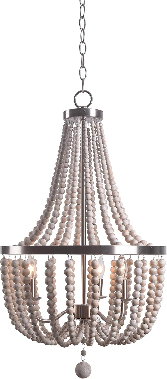 3 Lt Wood Bead Chandelier K35355