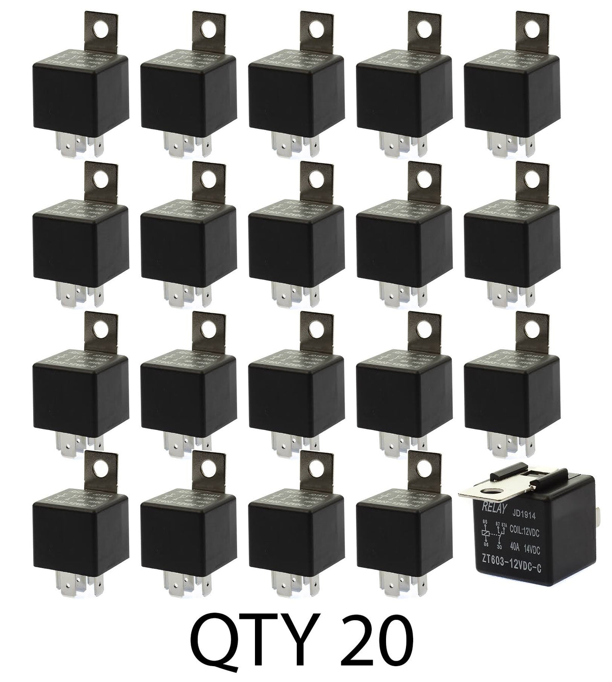 12V 40/30A 5-Pin SPDT Relay 100 Pack D4491