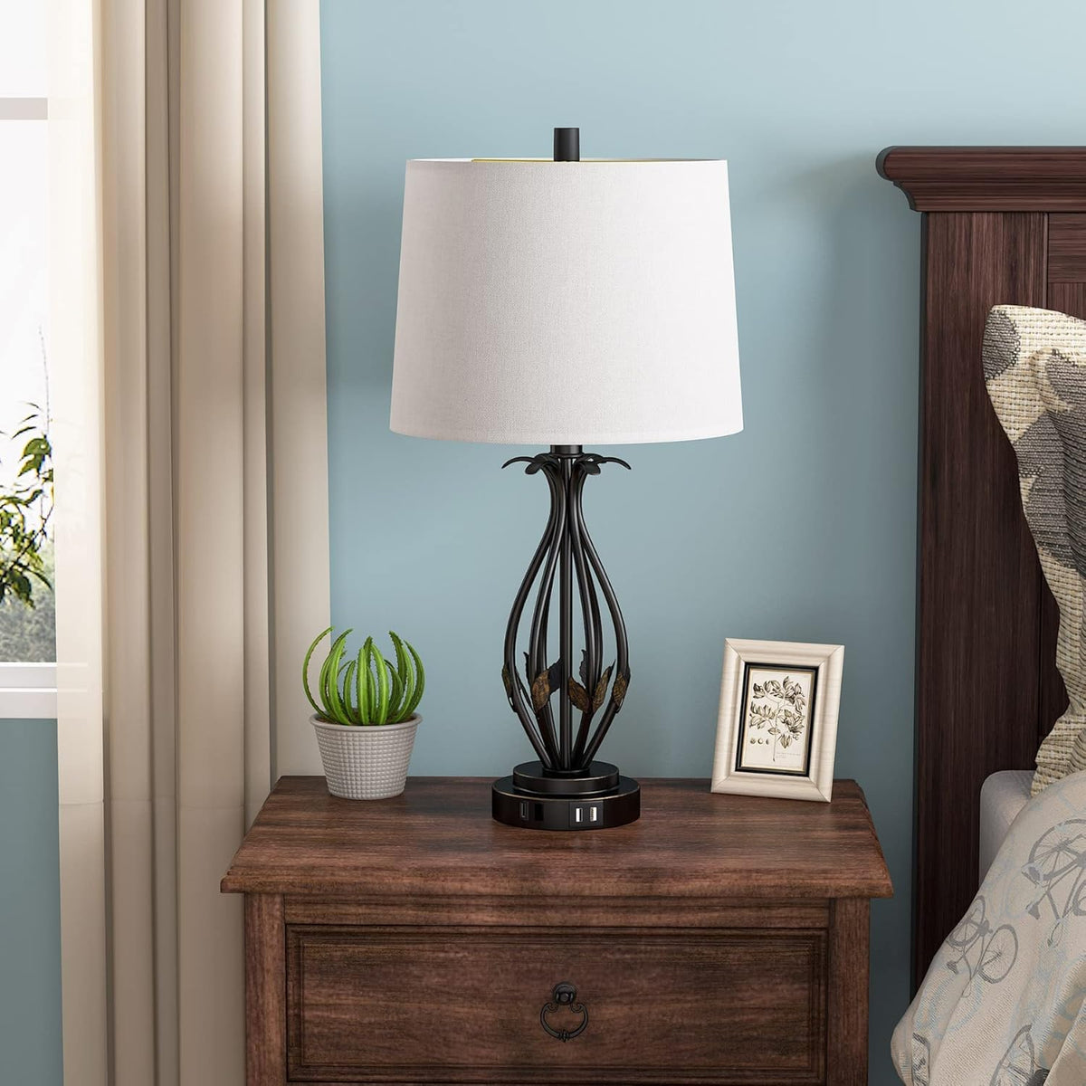Table Lamp Set of 2, 3 Way Dimmable Touch with Dual USB Ports and AC Outlet P40251