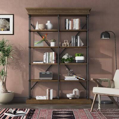 84x22 H Steel Etagere Bookcase Brown 5 Shelves H12293