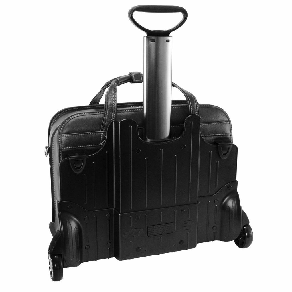 Black Leather Detachable Wheeled Laptop Case K174623