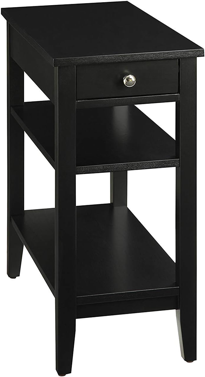 Black 1 Drawer End Table with Shelves P51930