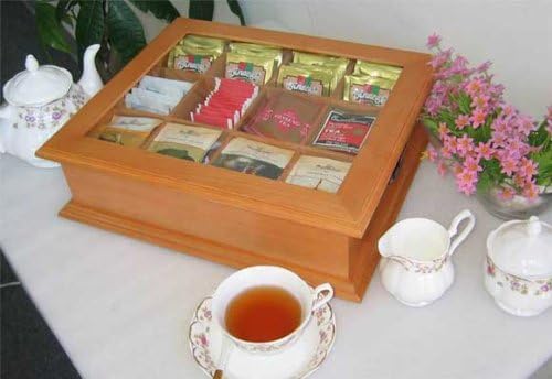 Tea Bag Storage Box Solid Wood Oak Finish U286