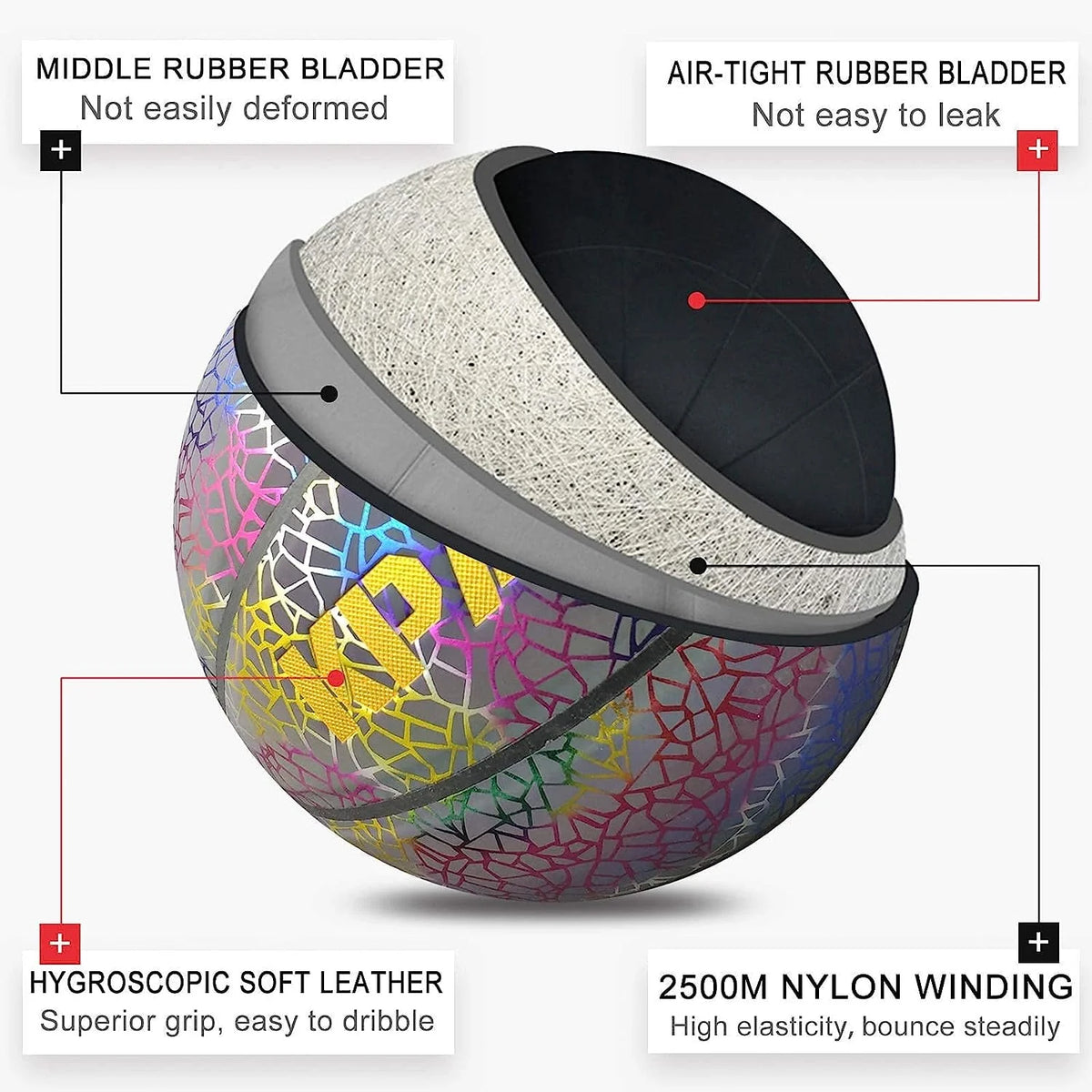 Holographic Reflective Composite Leather Basketball C706