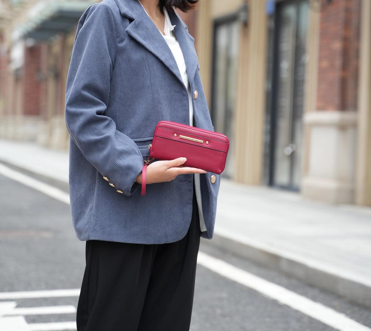 Red Vegan Leather Tote Bag & Wallet L824