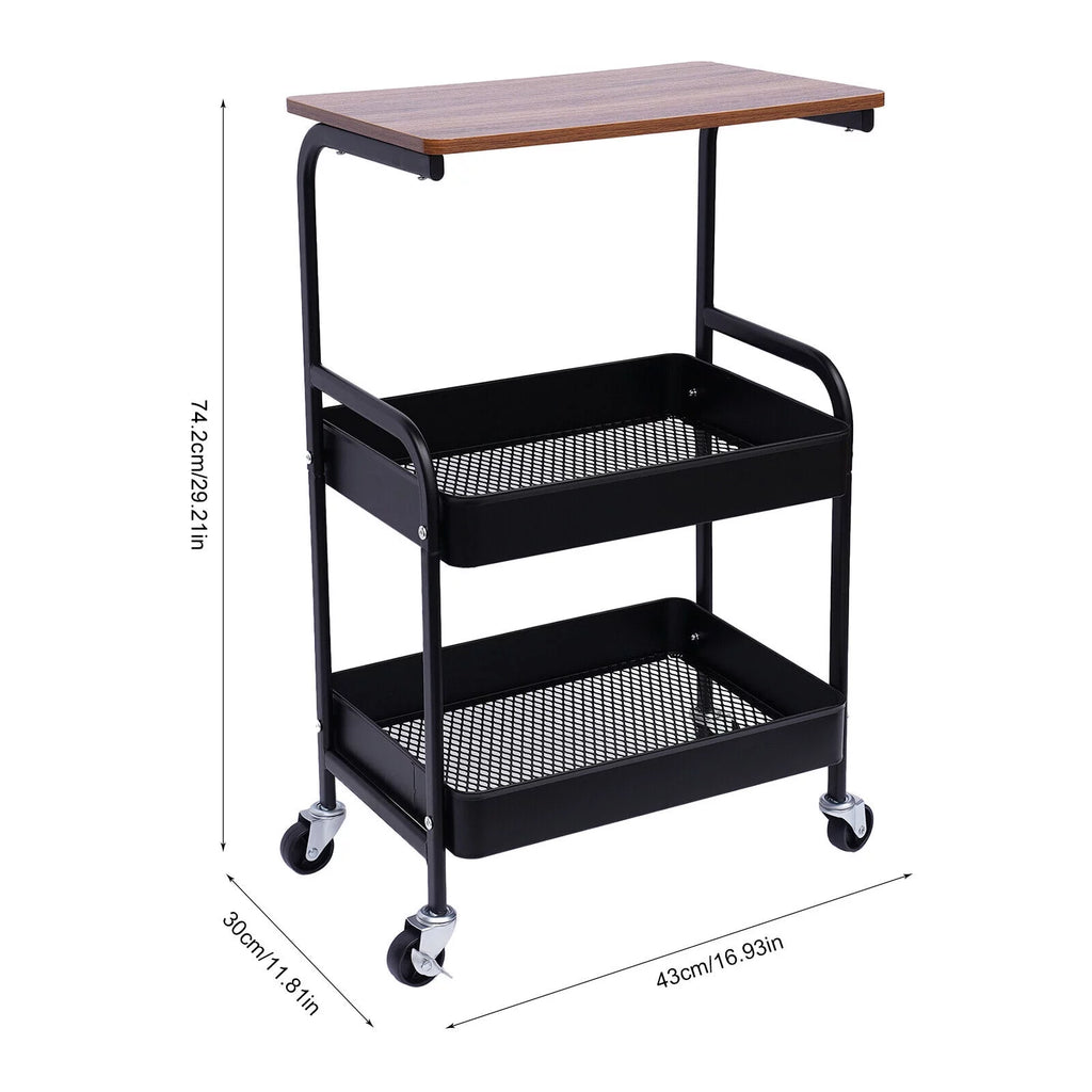 3 Tier Mobile Laptop Printer Cart Rolling Computer Stand O71499