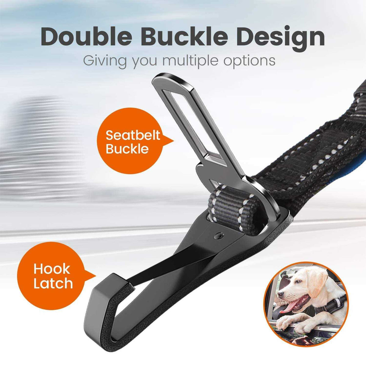 Dog Seat Belt Car Harness Reflective Bungee L750913