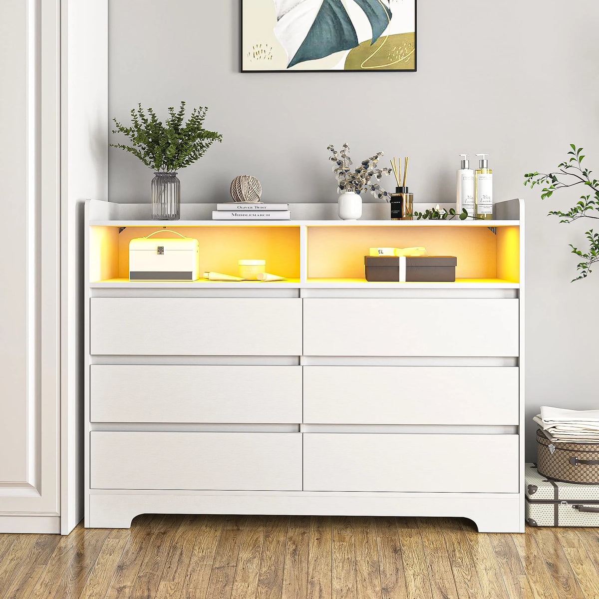 White 6 Drawer Dresser V36566