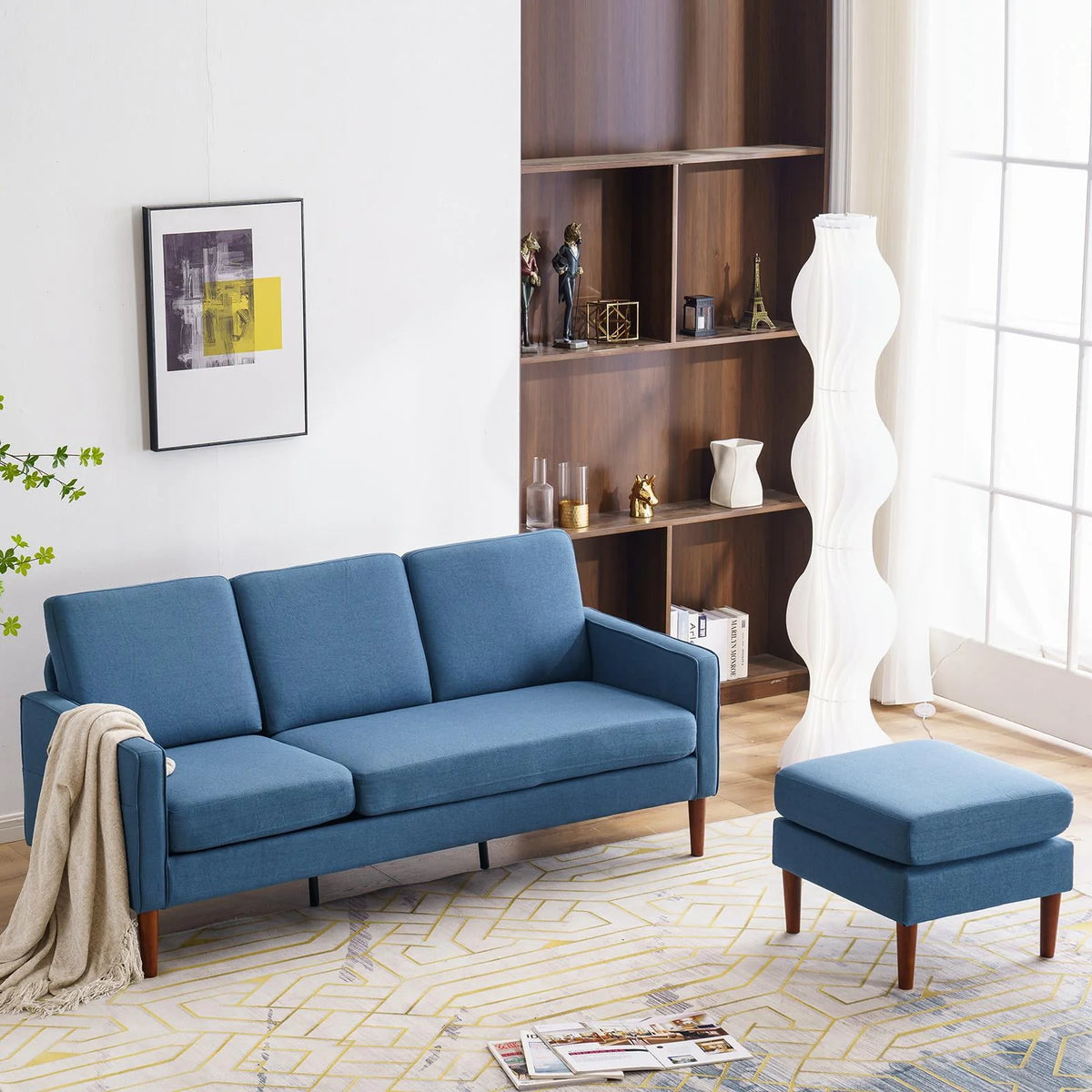 L Shaped Linen Fabric Convertible Sectional Sofa I922861