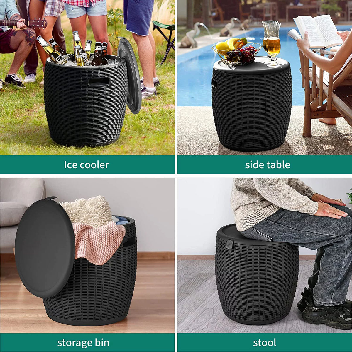 Ice Cooler & Side Table with 9.8 Gallon Ice Bucket O505159
