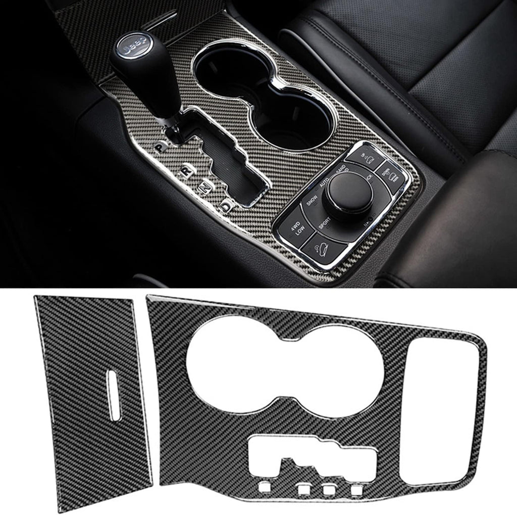 Real Carbon Fiber Black Cup Holder Center Console Trim J6194