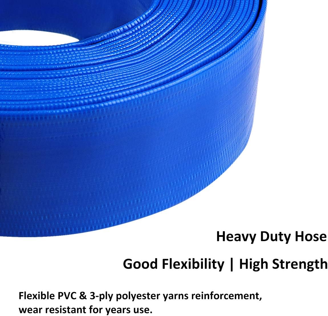 2 x 50' Blue PVC Lay-Flat Discharge Hose with Camlock Fittings F726