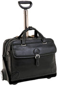 Black Leather Detachable Wheeled Laptop Case K174623