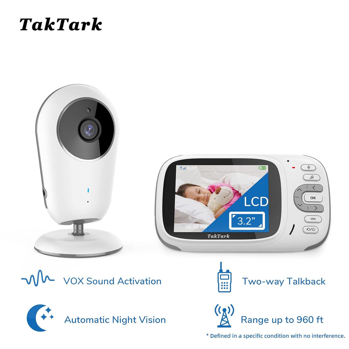 Video Baby Camera Monitor, No WiFi, Night Vision, 2 Way Audio Q47577