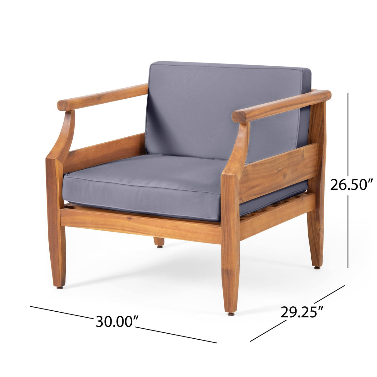 Acacia Wood Club Chair with Cushion Set of 4 S939