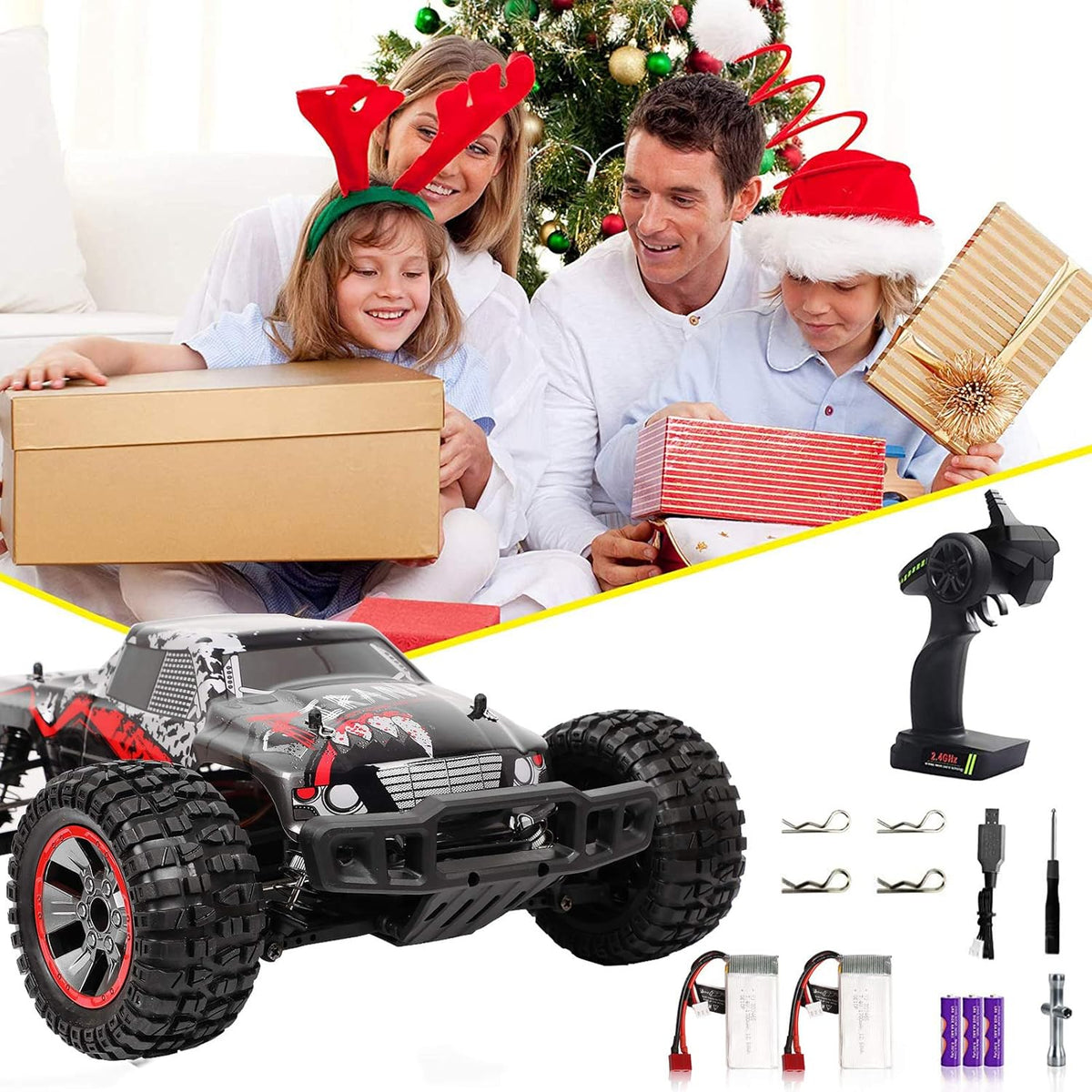 1:10 Scale 4WD Off Road RC Monster Truck with 2 Battery E728144