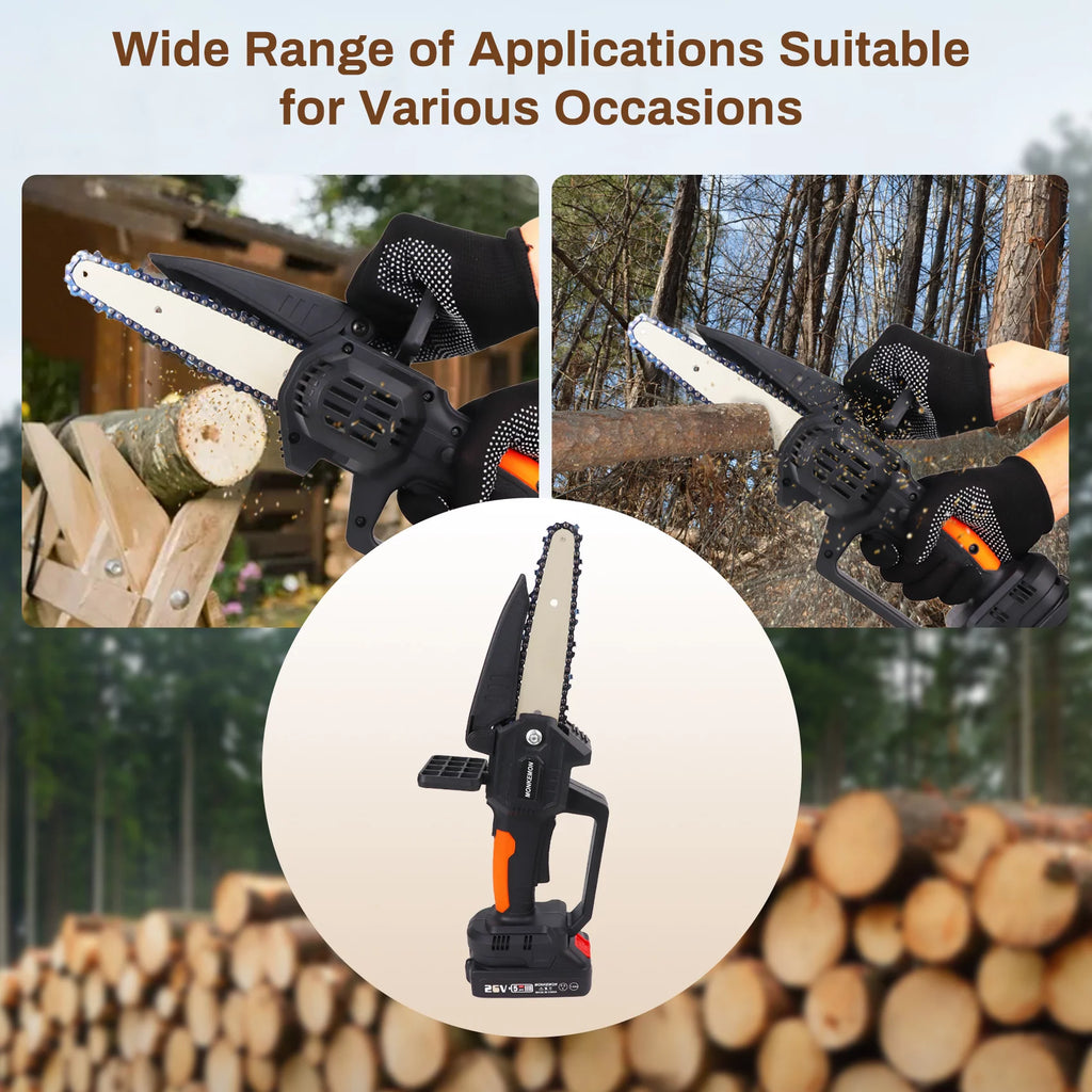 6-Inch Cordless Mini Chainsaw with 2 Batteries 2 Chains U152518