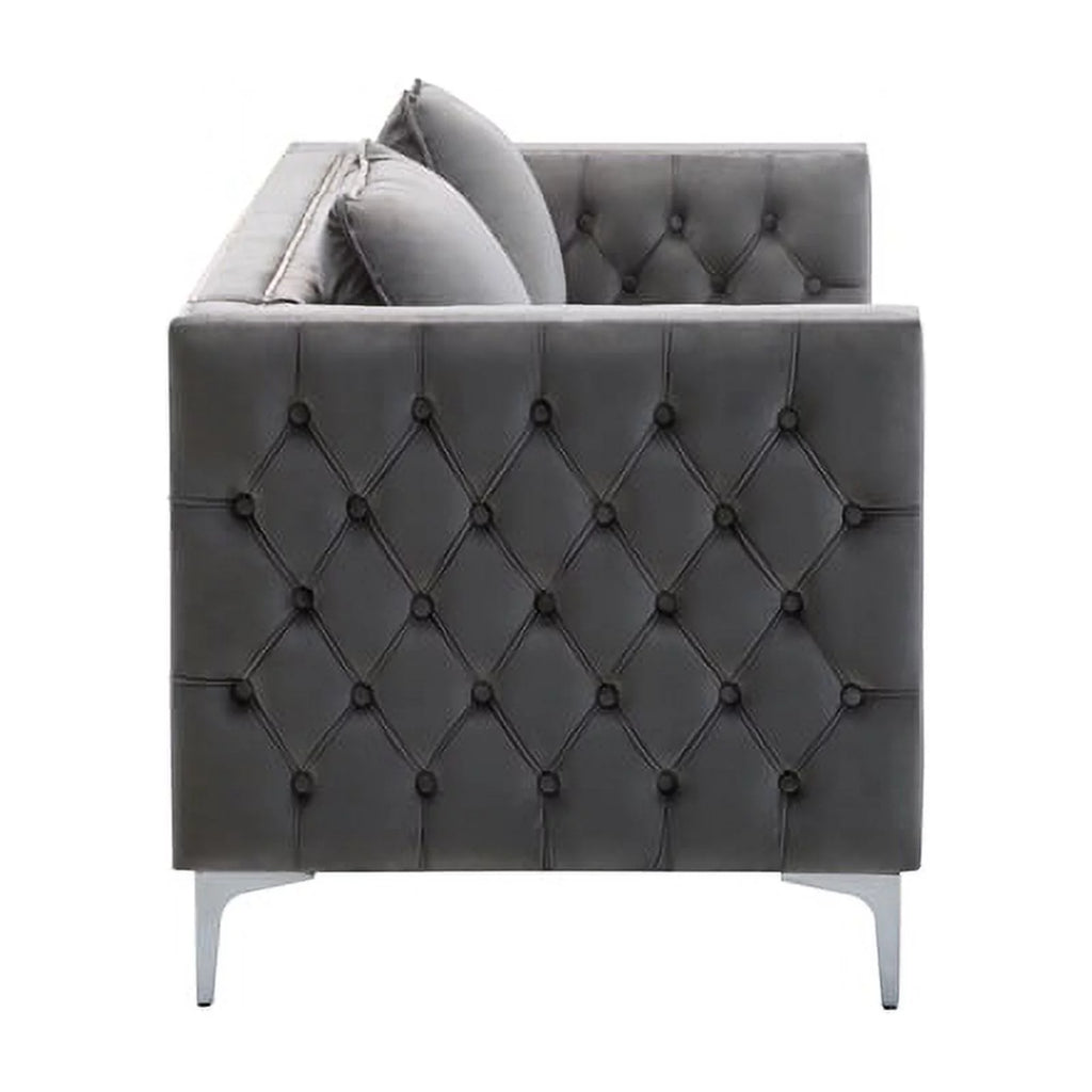 Velvet Sofa Set with Loveseat and Sofa in Gray F968