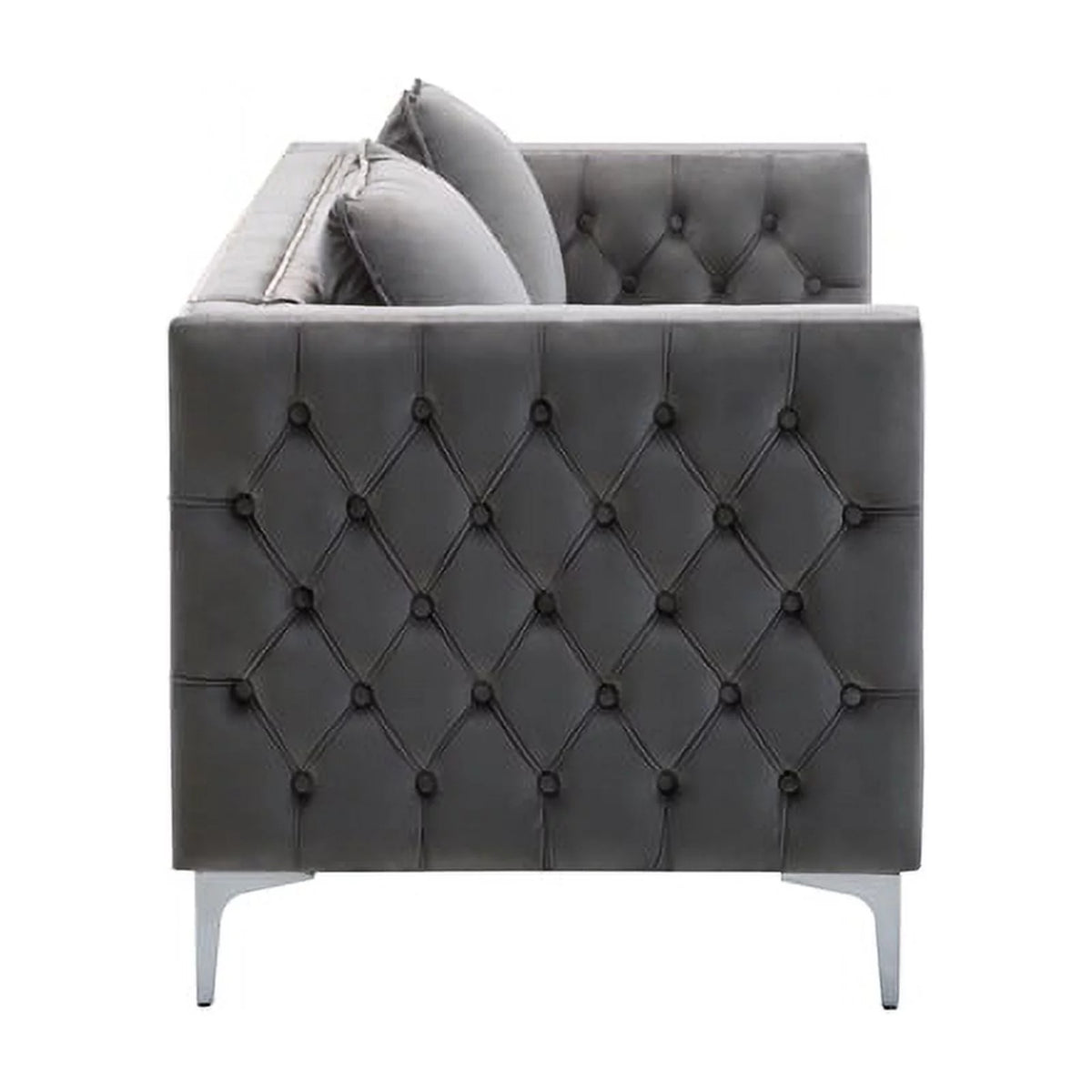 Velvet Sofa Set with Loveseat and Sofa in Gray F968