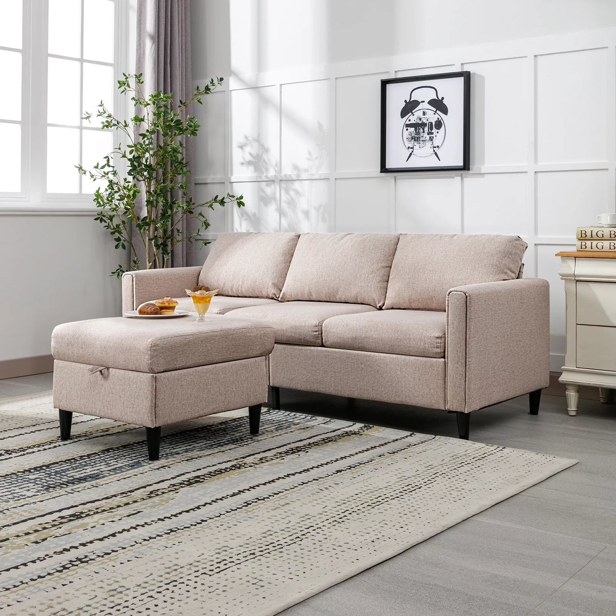 Small Sectional Sofa with Movable Storage Ottoman S643877