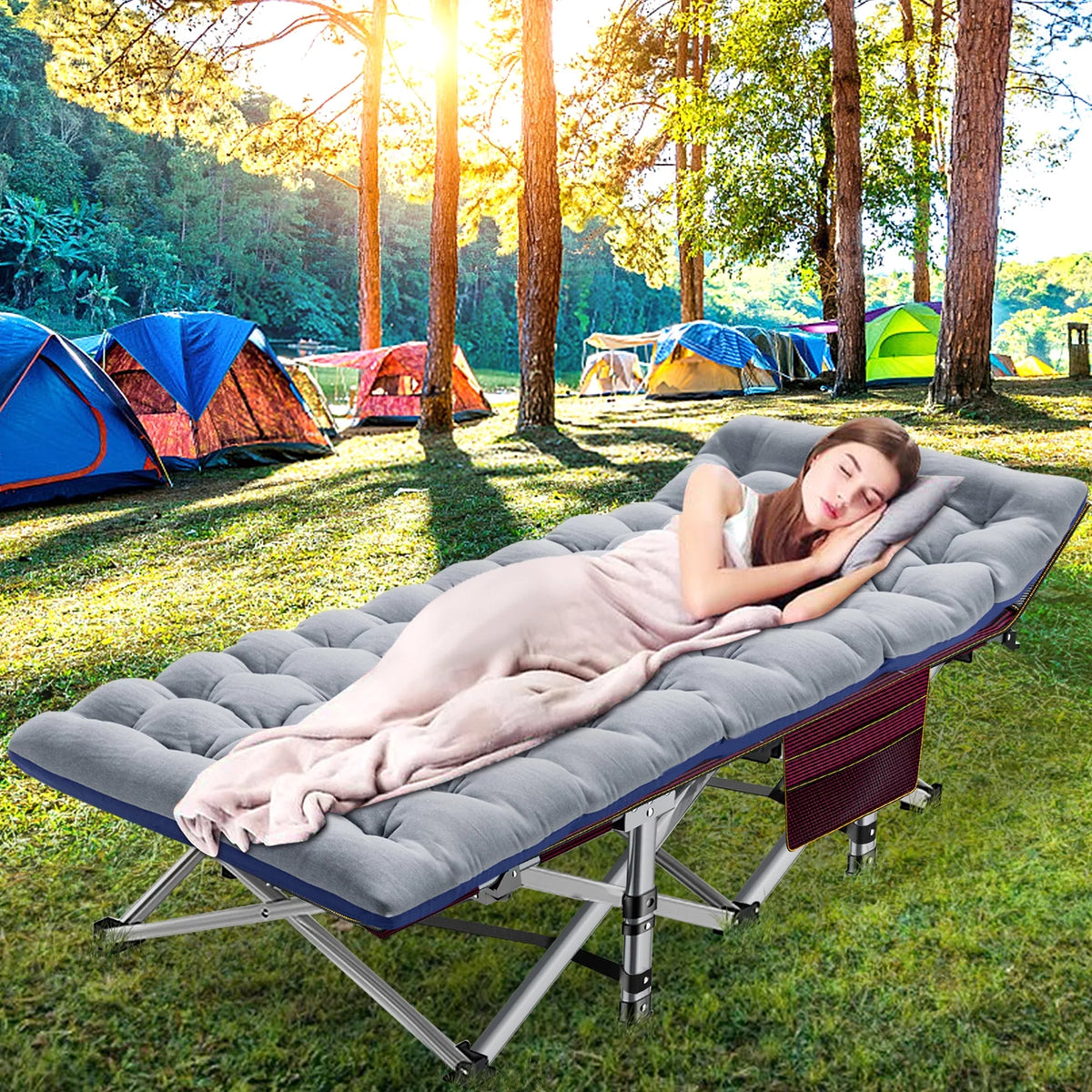 Camping Cot with Detachable Mattress and Carry Bag T919