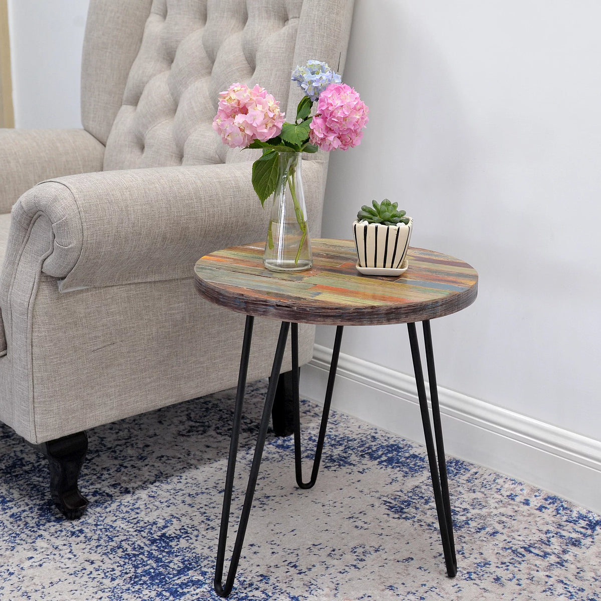Reclaimed Wood End Table E778167