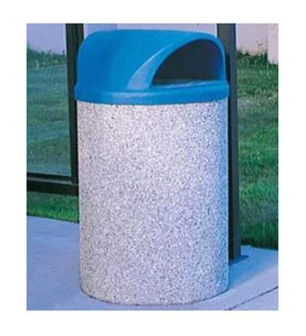 42 Gallon Concrete Trash Receptacle with Dome I5258
