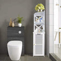 White Free-Standing Bathroom Storage Cabinet with Single Door and 3-Layer Shelves X2564