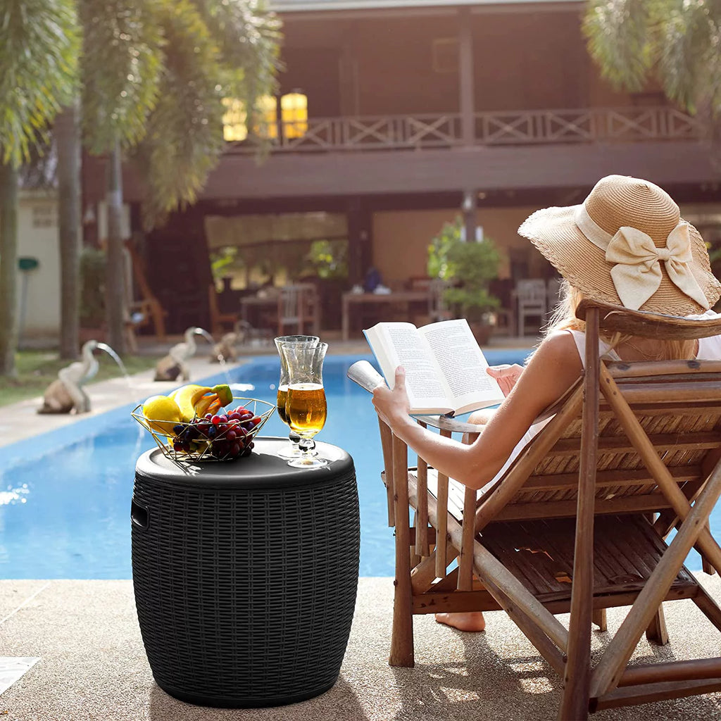 Ice Cooler & Side Table with 9.8 Gallon Ice Bucket O505159