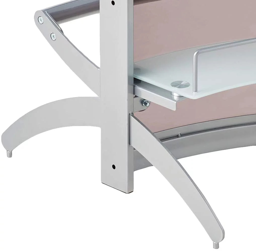 2-shelf Home Bar Silver and Frosted Glass L497