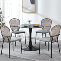 31.5" Wood Mid-century Dining Table with Marble Top E41610