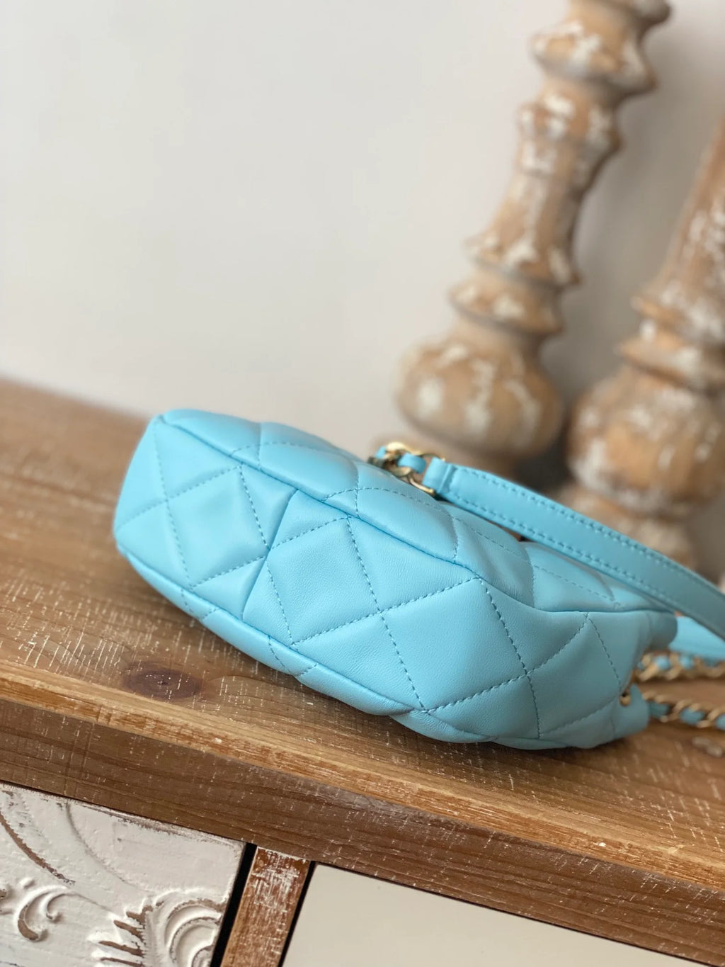 Small Hobo Bag Gold Hardware Blue P6061